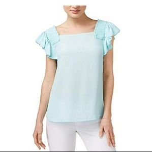 Maison Jules Blue Sheer Top